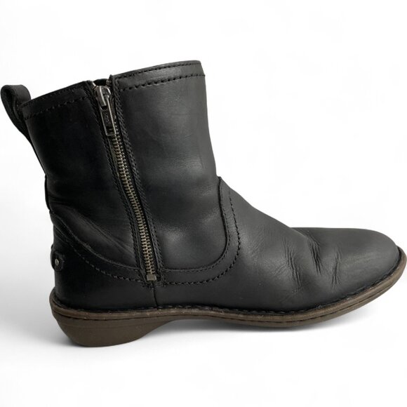 Ugg Neevah Black Shearling Sheepskin Lined Boots Leather Ankle Zip Women's 10 - Picture 6 of 13